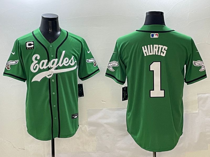 Men Philadelphia Eagles #1 Hurts Green three generations Jointly Name 2025 Nike Limited NFL Jersey style 9